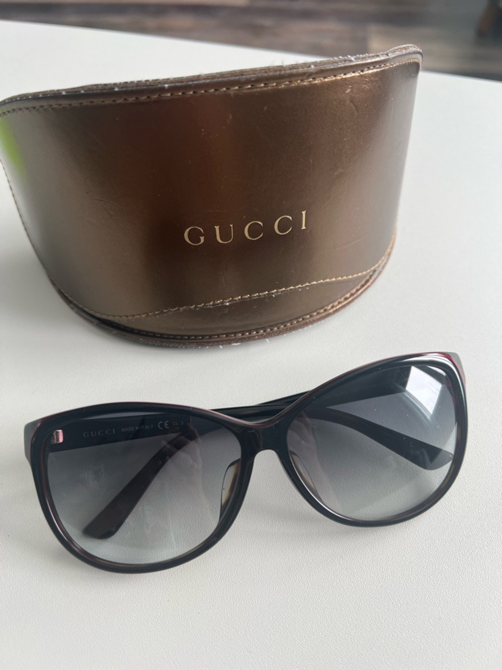 Gucci Women's Black-Brown Gradient Oversized Sunglasses